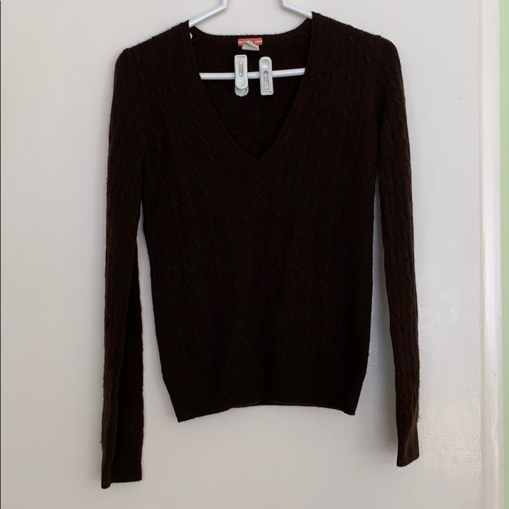 J. Crew v-neck cable cashmere sweater